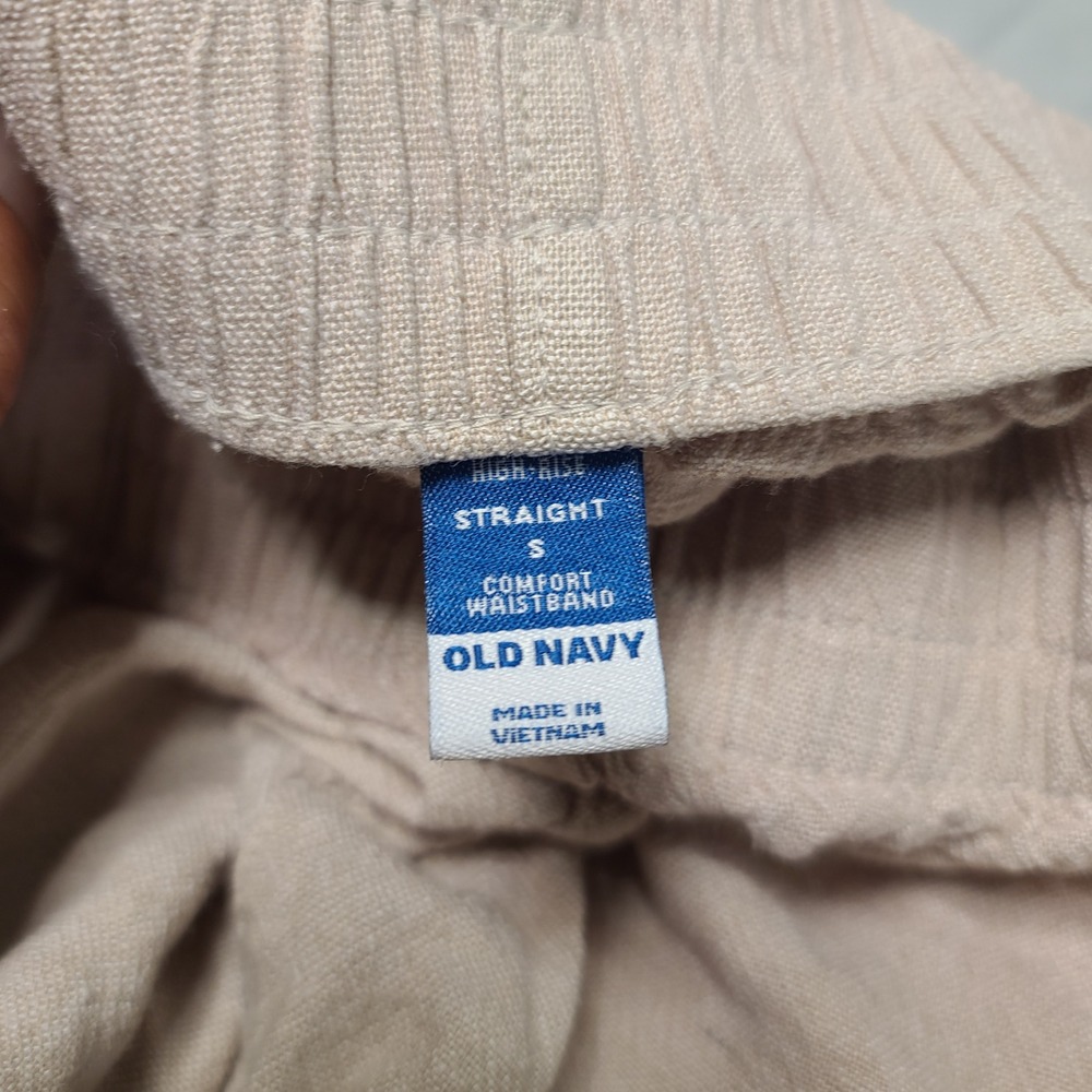 Old Navy Linen Blend Pants Womens S Beige High Rise Straight Comfort Waistband - Picture 9 of 9